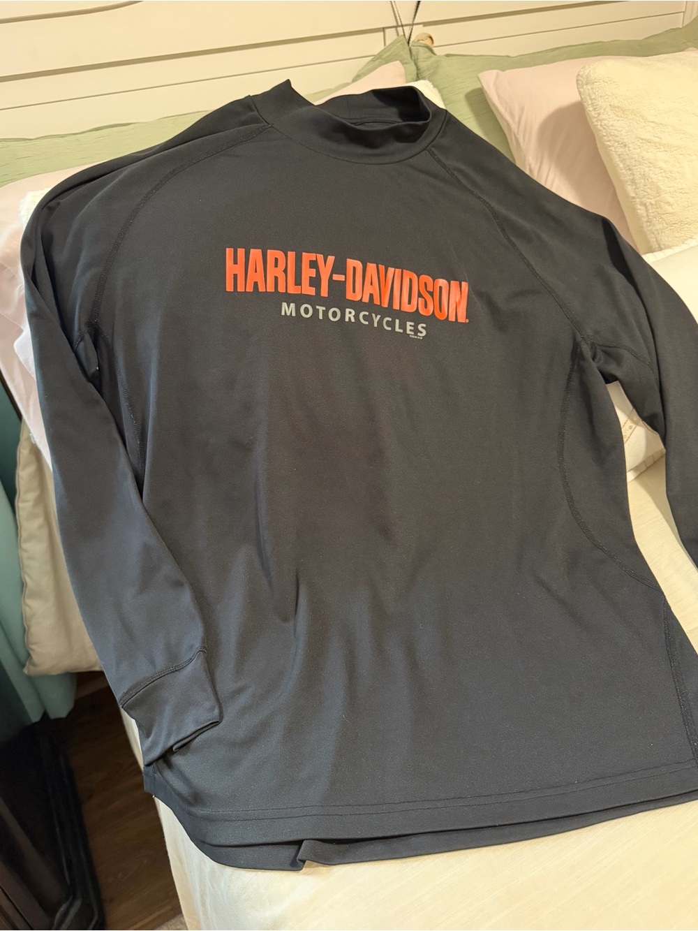 Harley-Davidson Black Long-Sleeve Shirt with Orange Logo